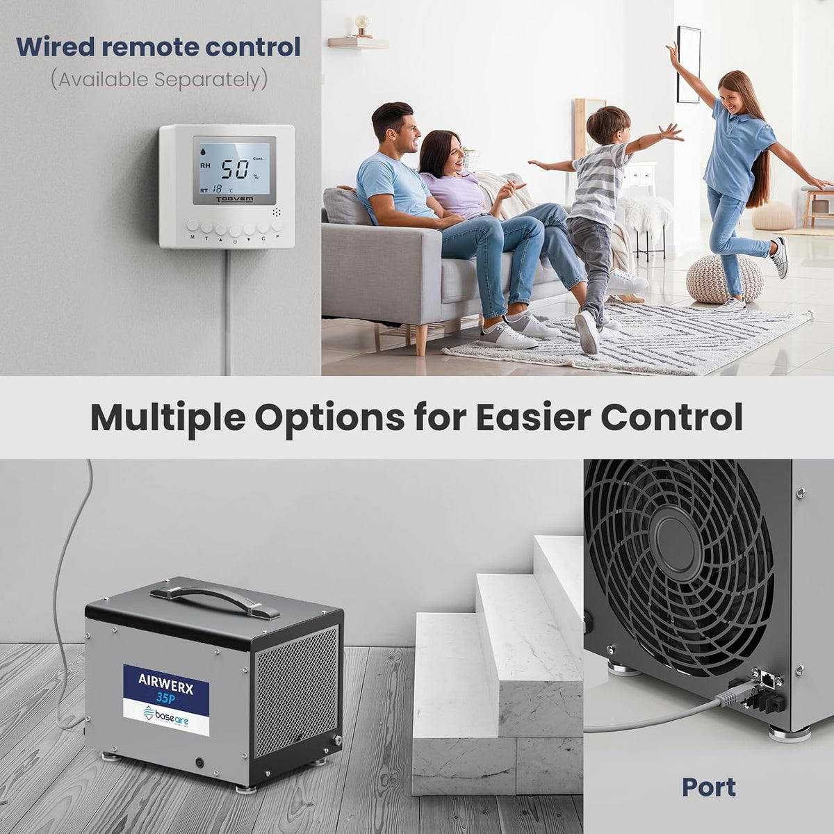 BaseAire Crawlspace 70 PPD Dehumidifier with Pump for 1000 Sq Ft