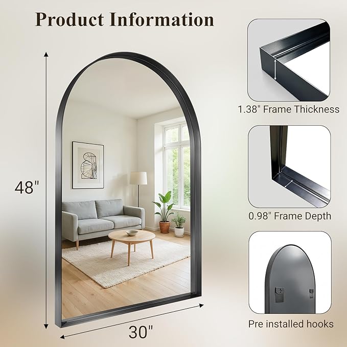 Arch Bathroom Mirror, Tempered Glass Decor Mirror