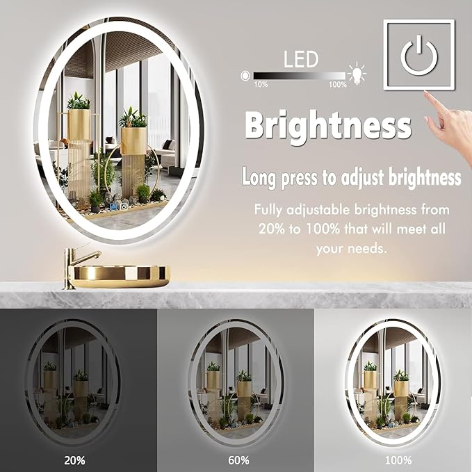 28 x 36 Inch Oval LED Vanity Mirror