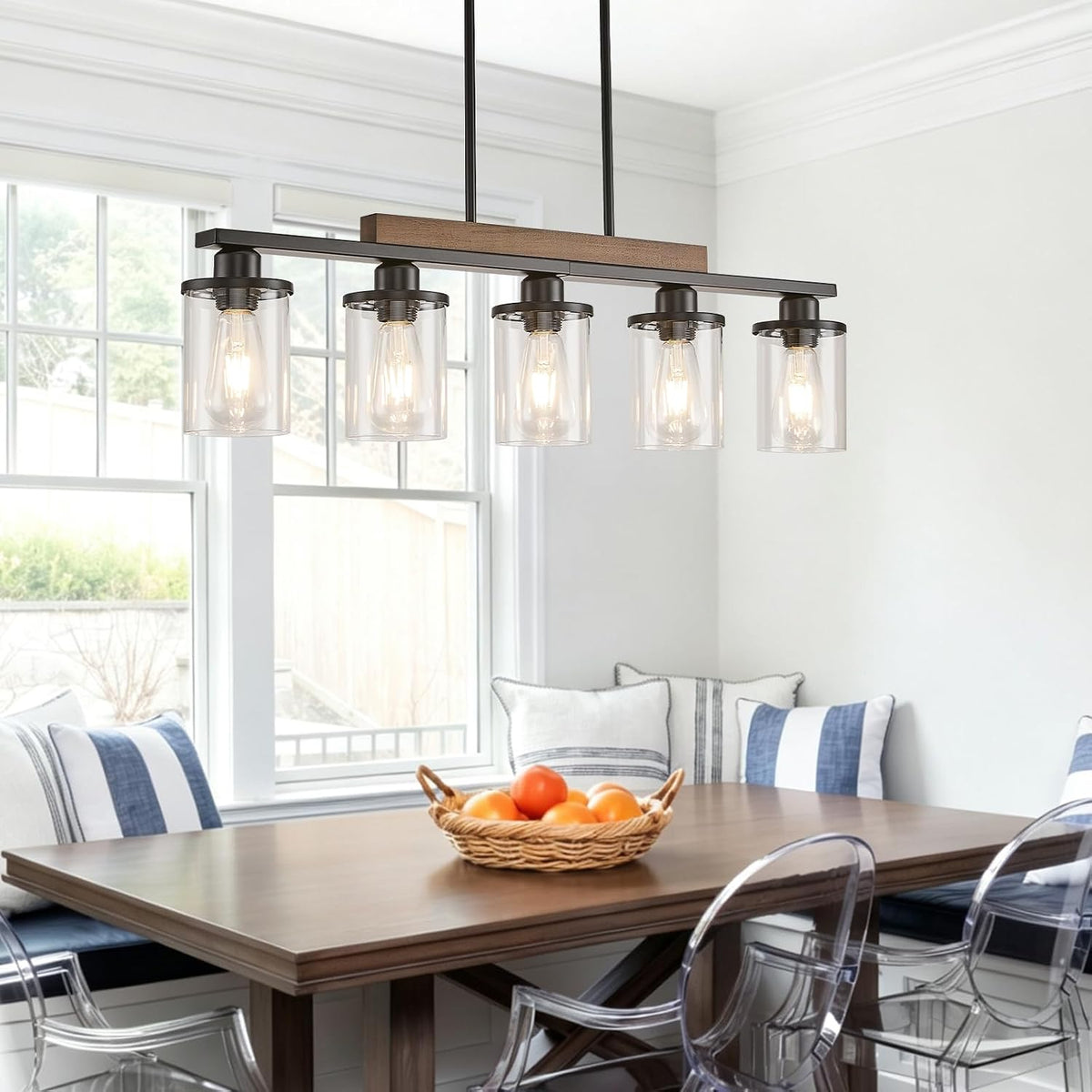 5-Light 32.3in Black Chandelier for Dining Room