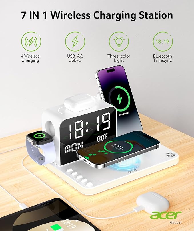 Acer 7-in-1 Wireless Charging Station - 30W Fast Wireless Charger