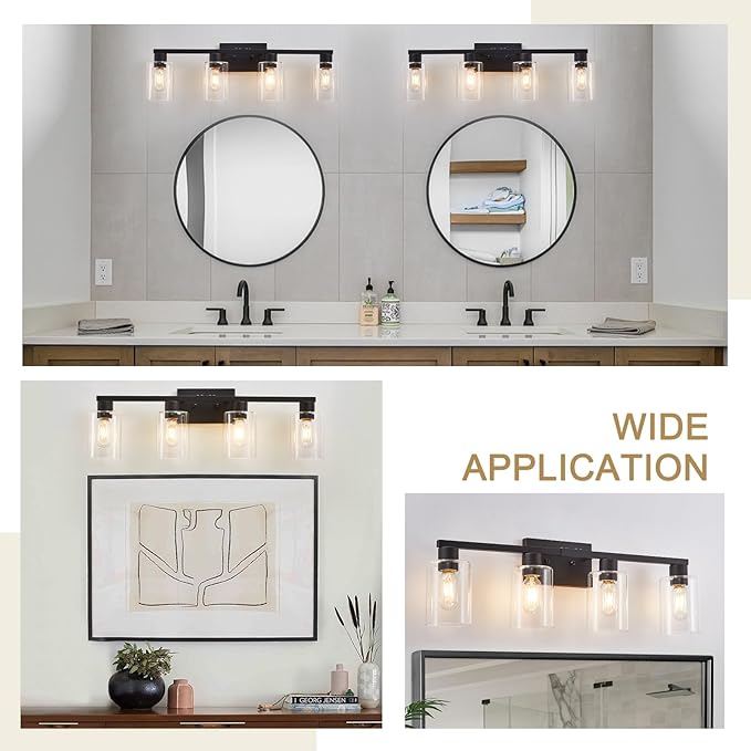 SOPEAS 4 Light Bathroom Vanity Light Fixtures, Bathroom Lighting Fixtures Over
