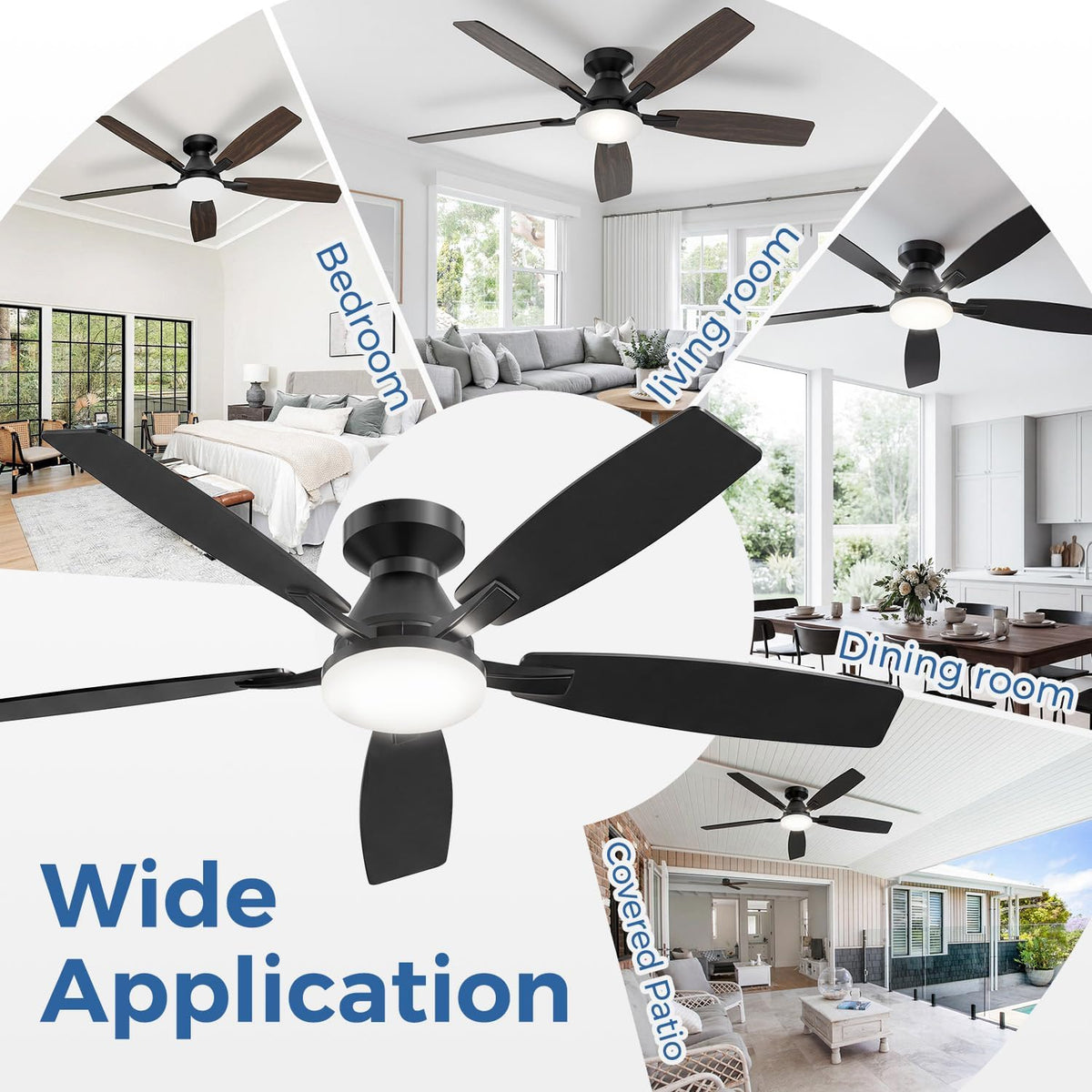 52 Inch Ceiling Fans with Lights, App & Remote Control, Quiet Reversible ...