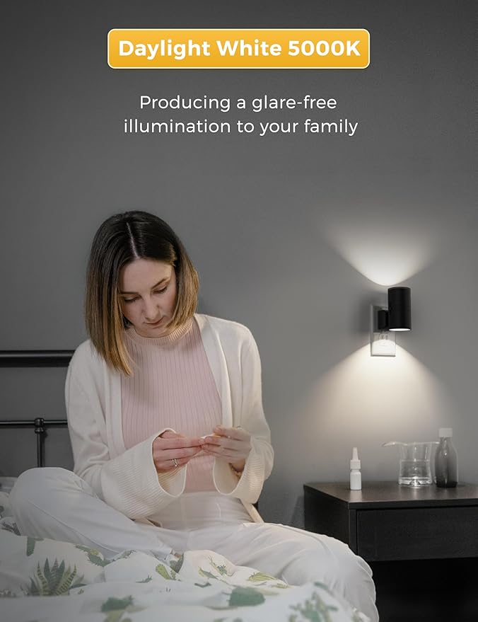 L LOHAS LED Night Light, Bright Wall Plug Night Light, 5000K Daylight White