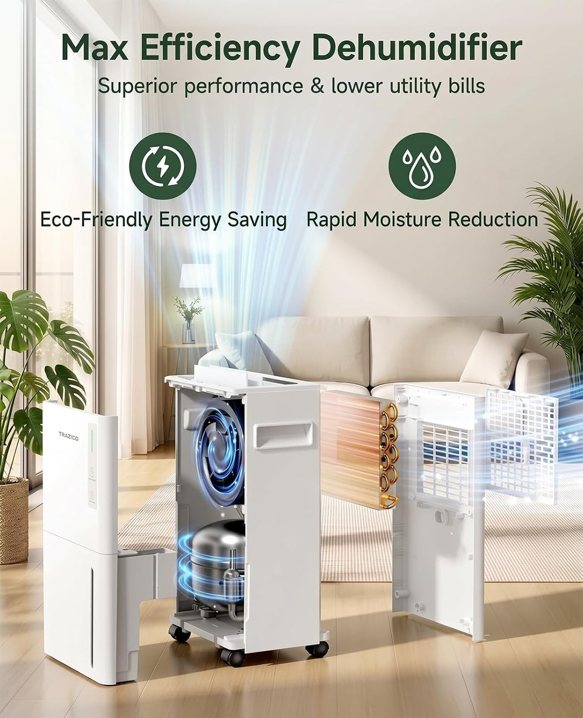 1600 sq ft 21 Pint Dehumidifier for Basement with Drain Hose