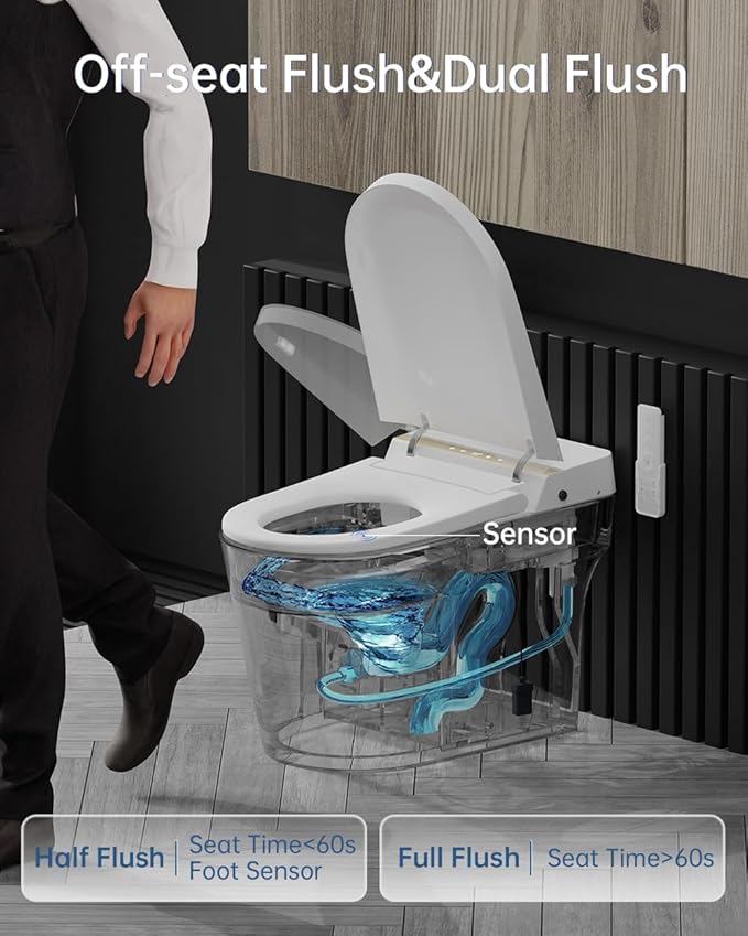 EPLO Smart Toilet Bidet, Auto Open/Close lid, Heated Seat, Dual Auto Flush