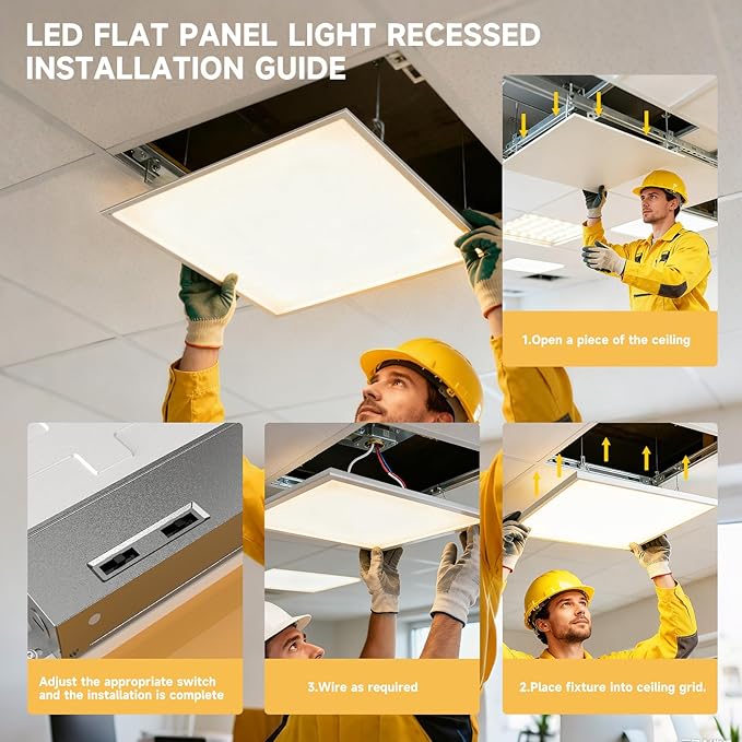 2 Pack 2x4 LED Flat Panel Light Drop Ceiling Office Fixture, Surface Mount Drop
