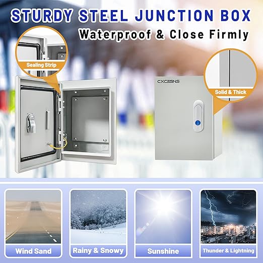 Outdoor Electrical Box 10 x 8 x 6''D NEMA 4X Enclosure Steel Box, Wat...