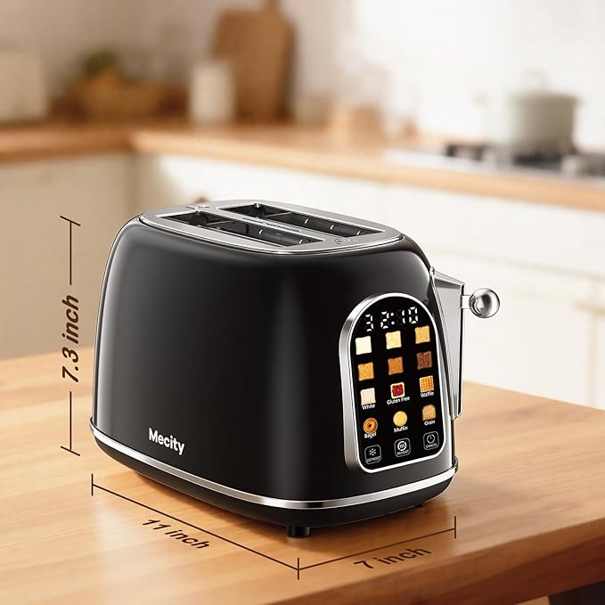 Mecity Toaster 2 Slice, Touch Screen Wide Slot Retro Toaster