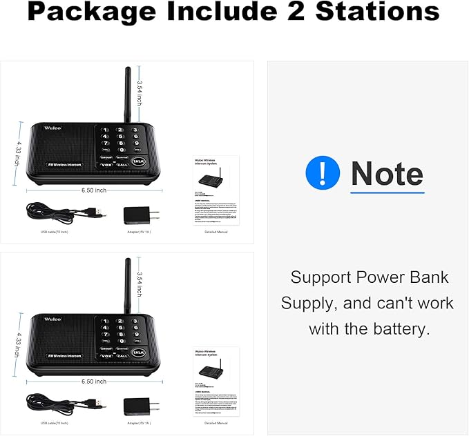 Wuloo Intercoms Wireless for Home 1 Mile Range 10 (2 Packs)
