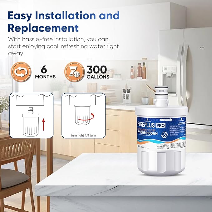 PUREPLUS PRO NSF/ANSI 53&42 Certified Refrigerator Water Filter Replaceme...