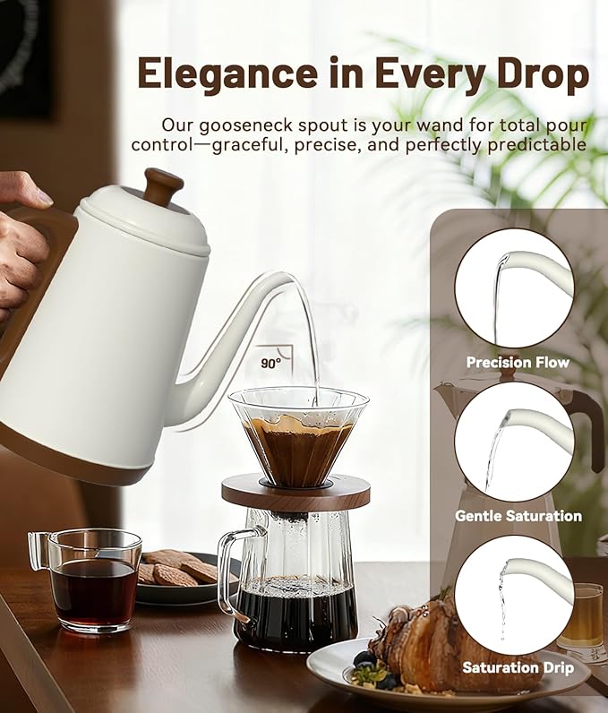 Gooseneck Electric Kettle, 1L Water Boiler, Pour Over Coffee & Tea, 1000W...