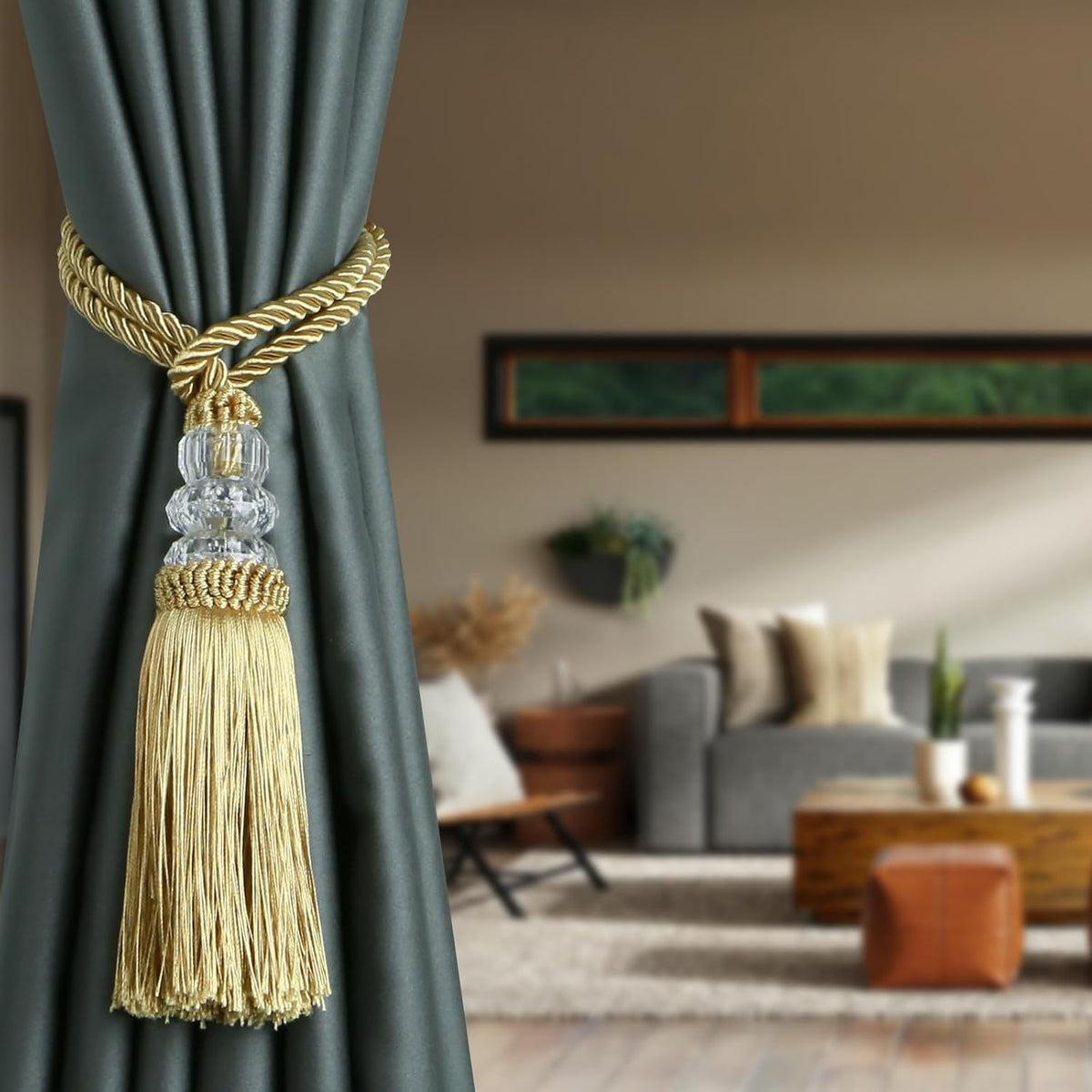 6 Pack Curtain Tiebacks with Tassel, Gold | Tassel Curtain Tiebacks, Rope Cur...