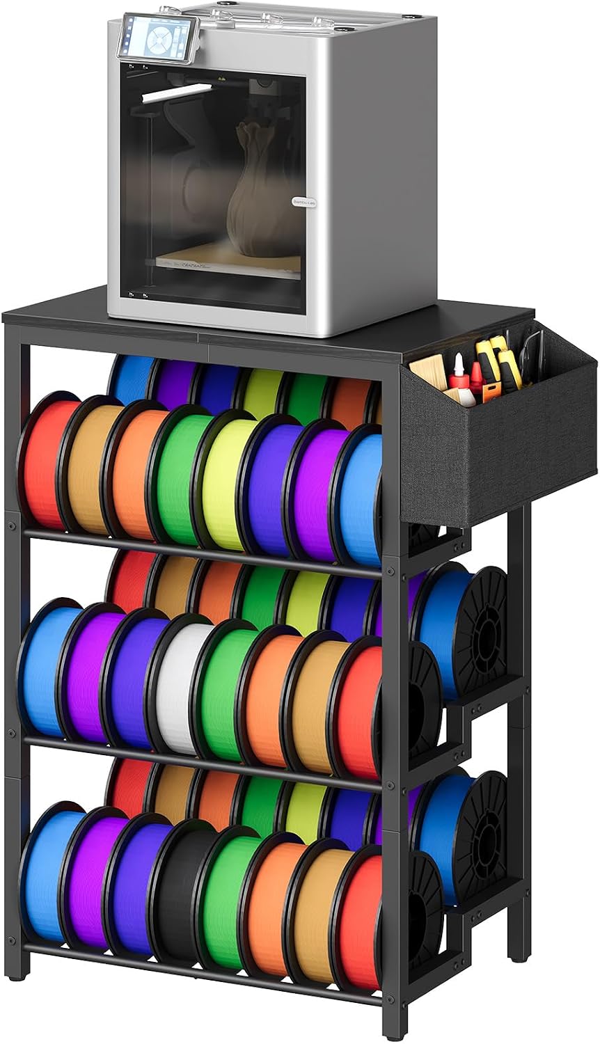 HOOBRO 3D Printer Stand with Filament Storage Rack, Holds 48 Spools, Black