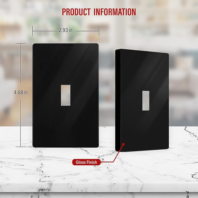 ENERLITES SI8821-BK Duplex Outlet Receptacle Cover, Screwless Wall Plate (10P...