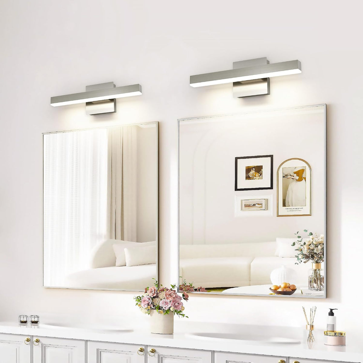 Joossnwell Bathroom Light Fixtures Brushed Nickel Vanity Lights Bar 5cct Dimm...