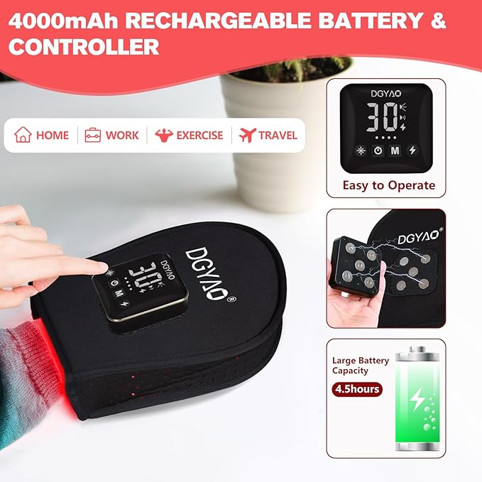 DGQY Cordless Infrared Red Light Gloves