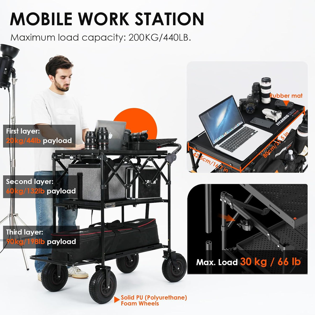 TARION Video Production Camera Cart Mobile Workstation Titanrig Cart Basic