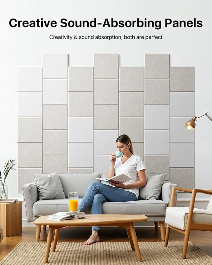 18 Pack Soundproof Wall Panels Self-Adhesive, Square Sound Proof Foam Panels