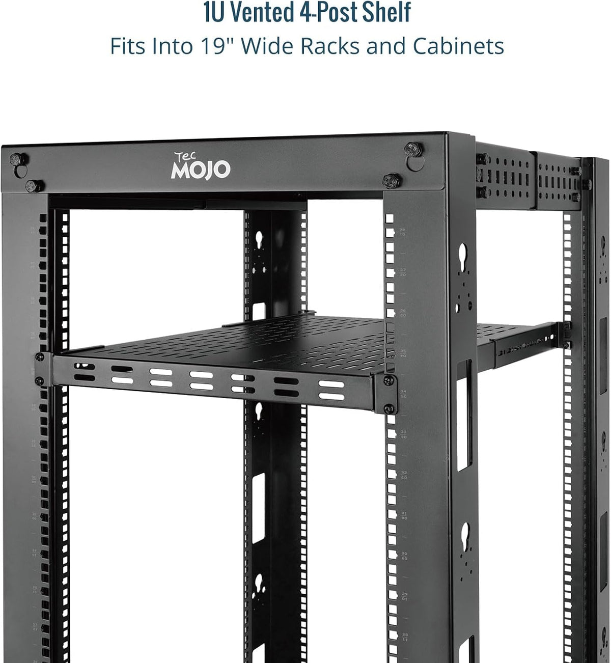 Tecmojo 1U 4-Post Vented Server Rack Mount Shelf,27.6in Deep with Adjustable ...