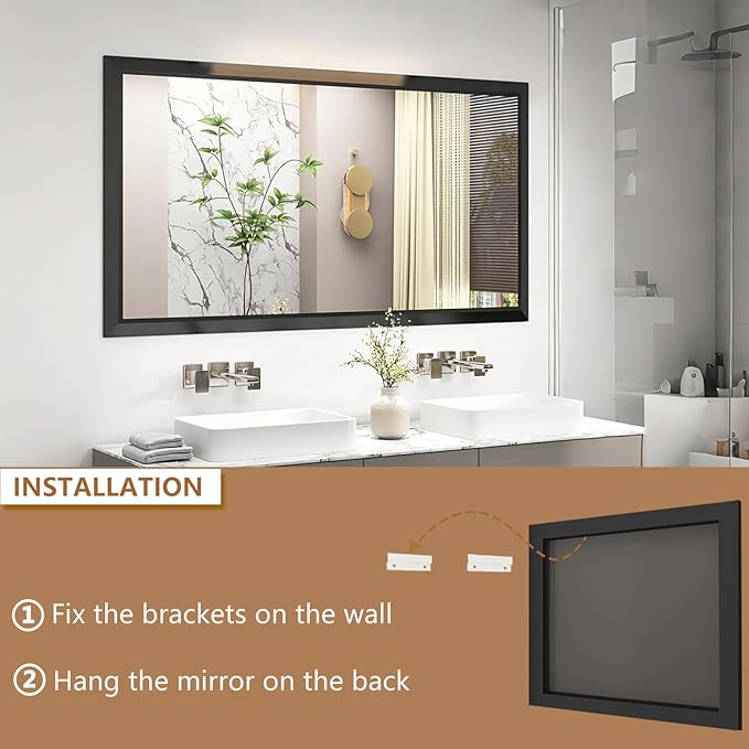 SMIROR Matte Black Bathroom Mirror