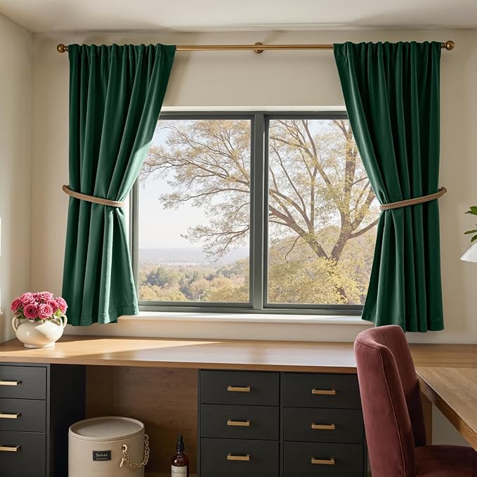 Lazzzy Velvet Blackout Curtains Thermal Insulated Room Window Drapes Super Soft