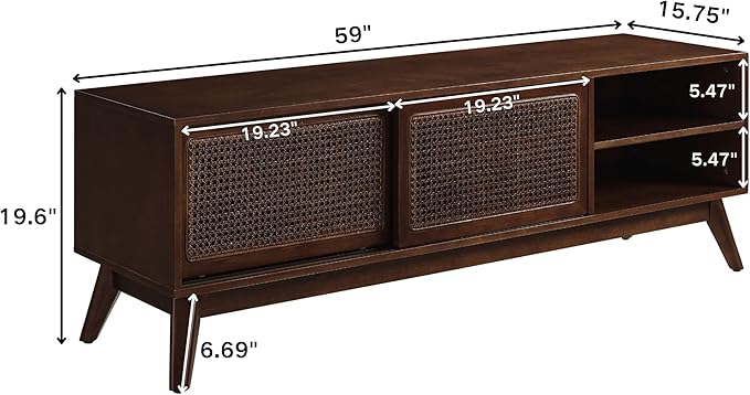 LKTART TV Stand for TVs up to 65'', Mid Century Modern Entertainment ...