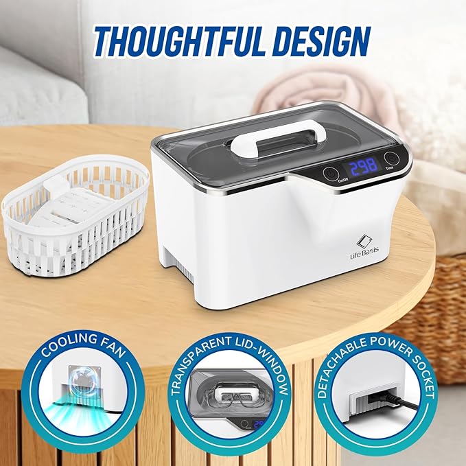 LifeBasis Ultrasonic Jewelry Cleaner, Professional 45kHz Ultrasonic Cleaner