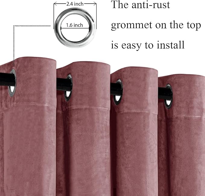 JIUZHEN Wild Rose Velvet Curtains 63 inches Blackout Curtains