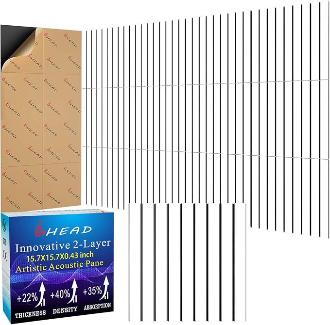 BSHEAD 8 Pack 2-Layer Large Soundproof Wall Panels, 15.7 x 15.7 x 0.43 in Sound