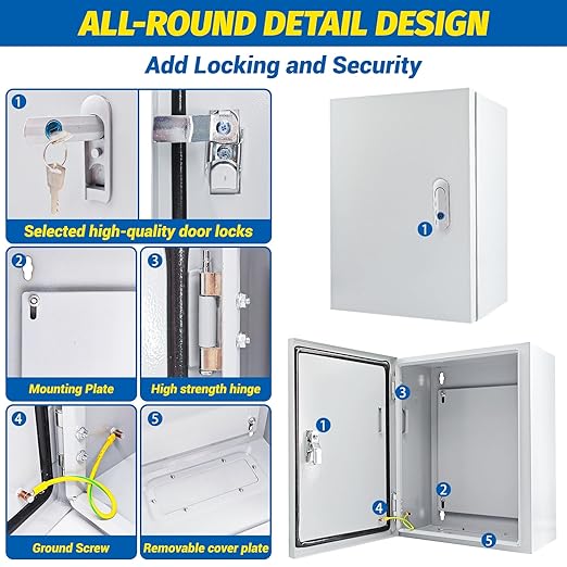 Electrical Box 16 x 12 x 8'' Steel Electrical Junction Box,NEMA 4X Steel