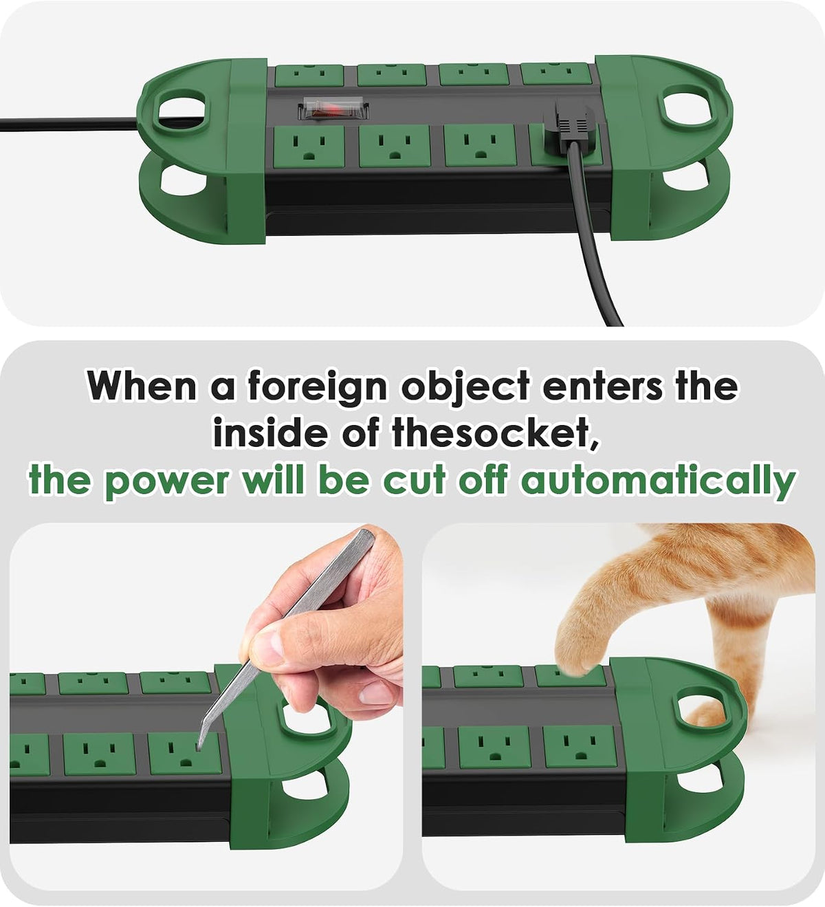 CCCEI Outdoor Power Strip Weatherproof with 8 Plug, Waterproof Extension Cord...