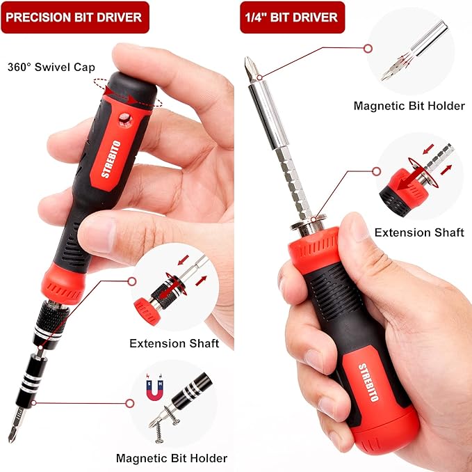 STREBITO Precision Screwdriver Set 191-Piece Multi-Bit Screwdriver 1/4 Inch Nut