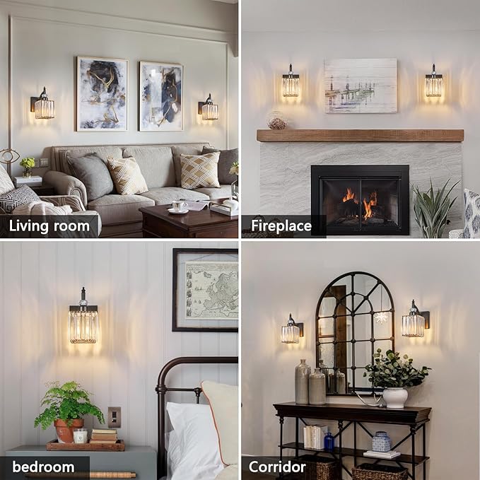 BBLLWJ Modern Wall Sconces Set of Two Black Wall Sconces Indoor Wall Lamp