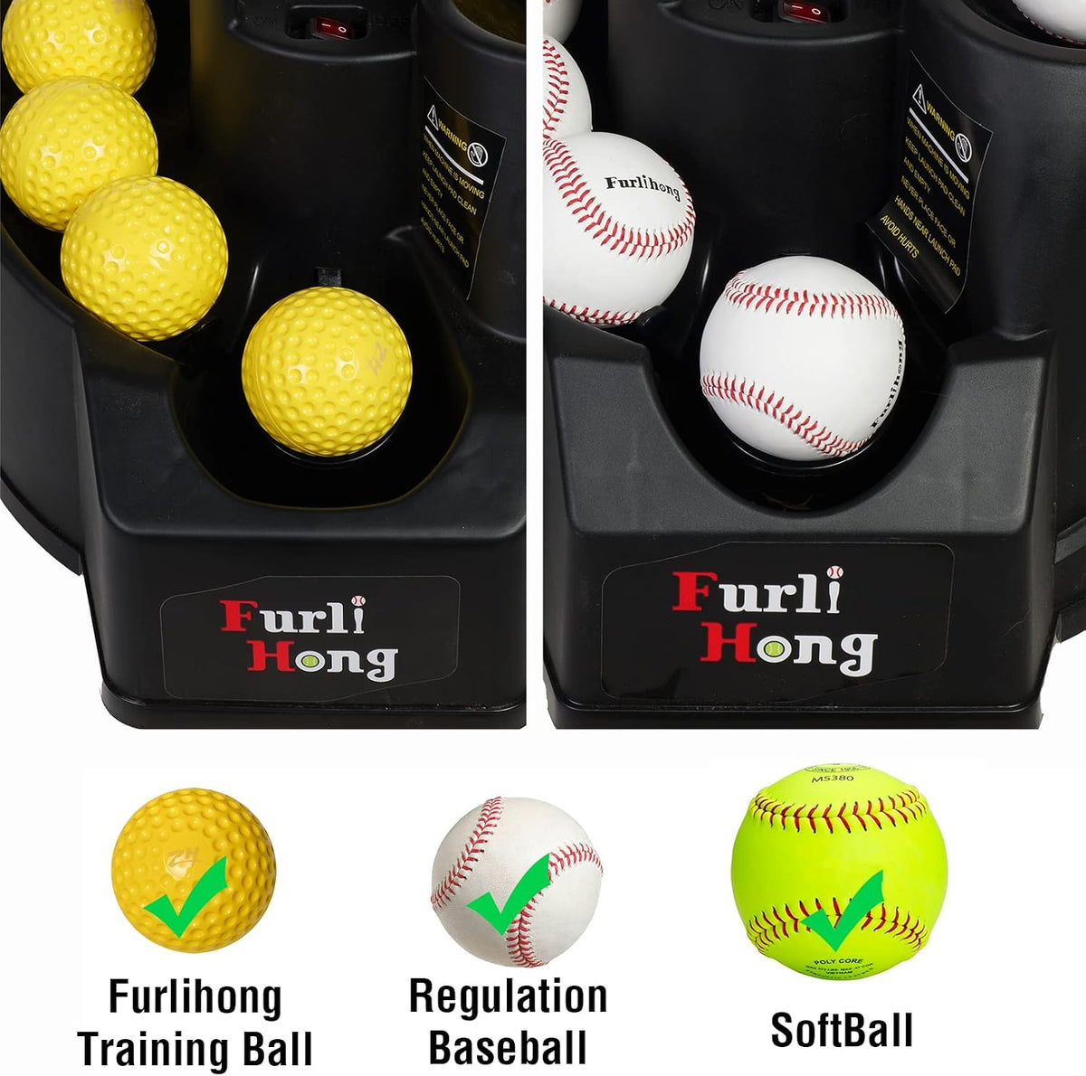 Furlihong 6902BHA Rechargeable Baseball/Softball Toss Machine