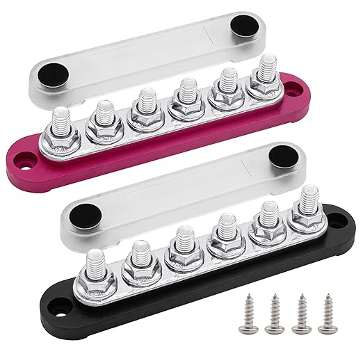 6 x M8 Studs Power Distribution Block Bus Bar 12V, Ampper 5.9" HD 200A M...