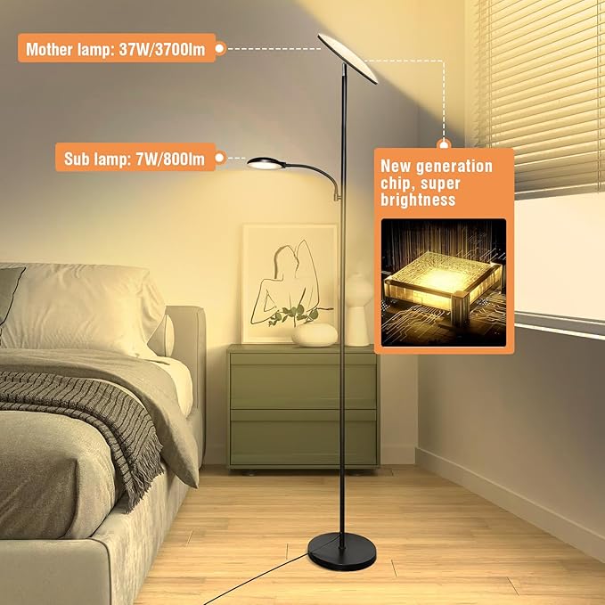 marctronic Floor Lamps for Living Room, 44W/4500LM Super Bright 2 in 1 LED