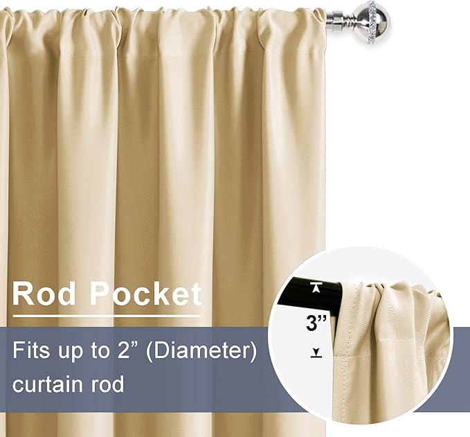 JIUZHEN Blackout Curtains for Bedroom– Thermal Insulated, Noise Reducing Room