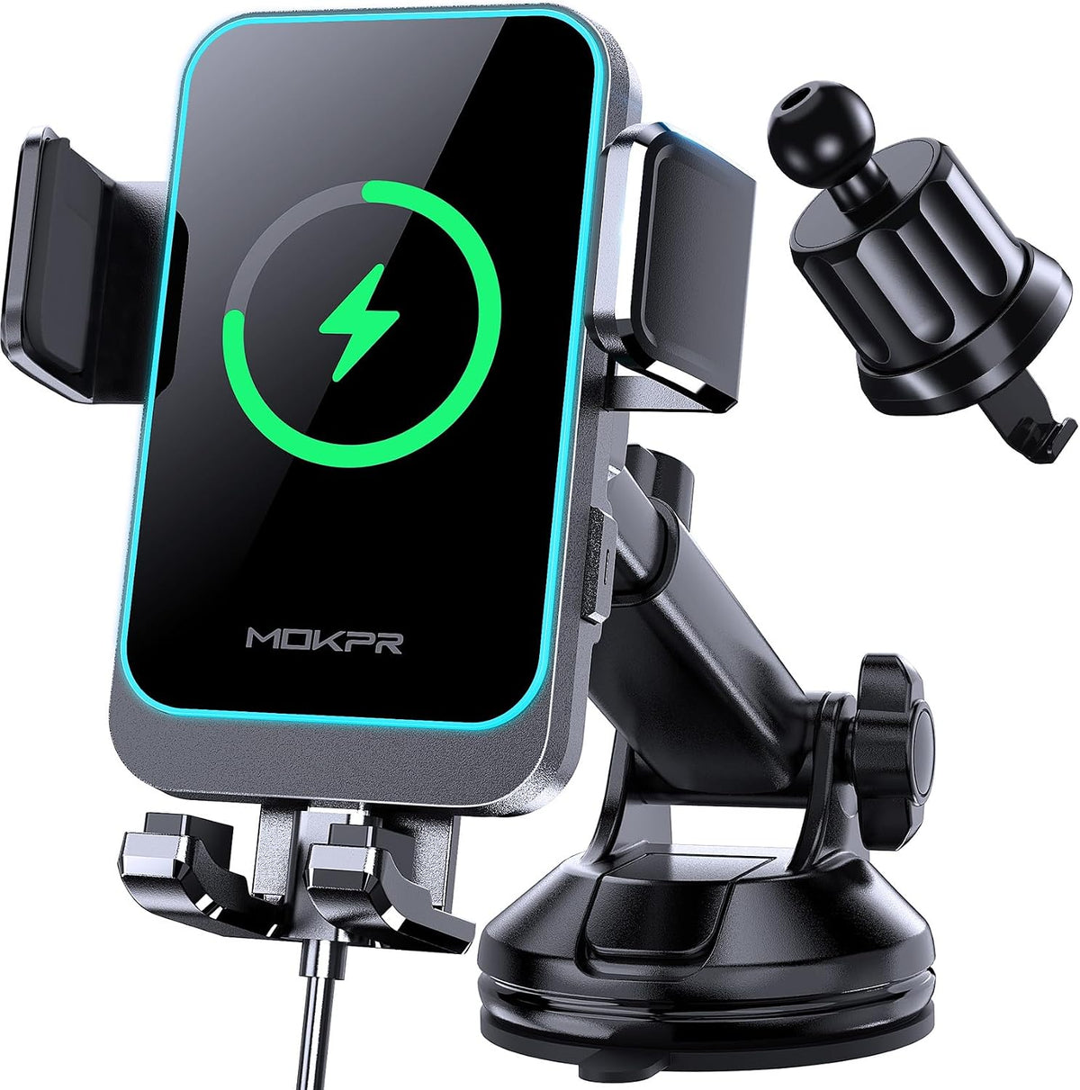 Wireless Car Charger, MOKPR 15W Auto Clamping Car Phone Holder Charger