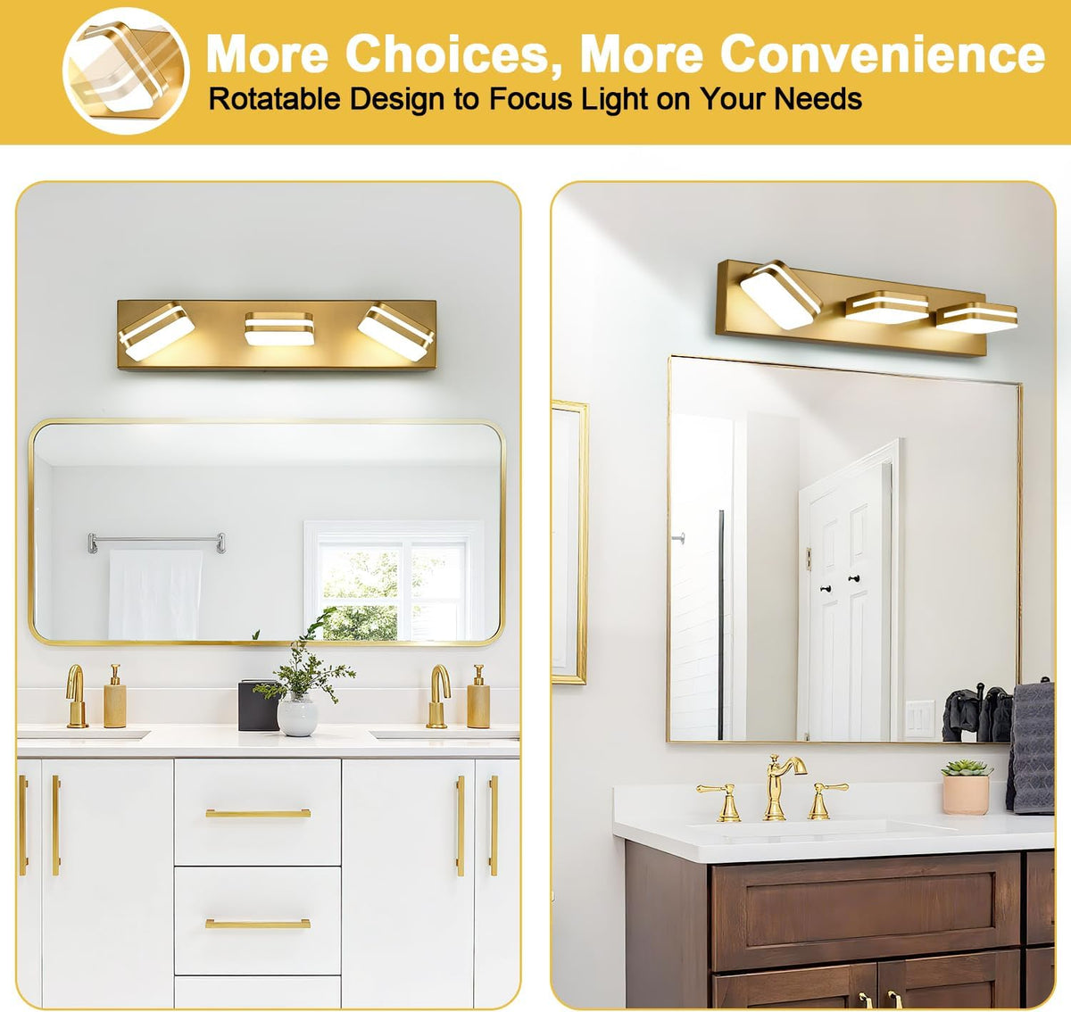 Torondo 360° Rotate LED Bathroom Vanity Light Fixtures, Acrylic Vanity Lights...