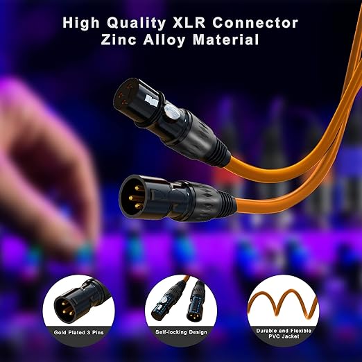 AuxLink XLR Cables, Microphone Cable 6ft 10 Pack, XLR Male to Female