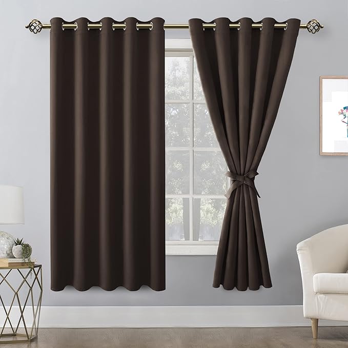 Hiasan Blackout Curtains for Bedroom, 60 x 63 Inches Length