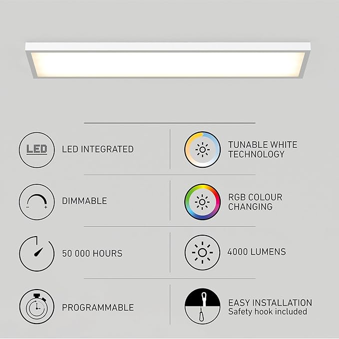 artika Skyshade 30″ LED Flat Panel Ceiling Light – 4, 000 Lumens, RGB + Tunable