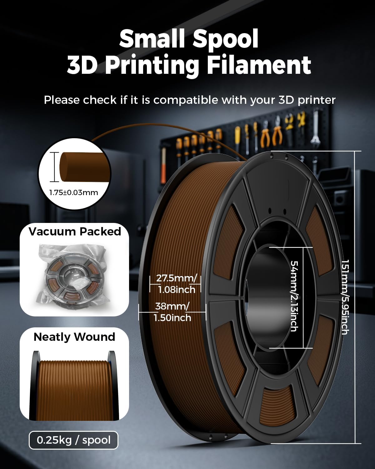 UJOY3D 8 Color Elite PLA+ 3D Printer Filament Bundle, 2kg Multicolor Pack