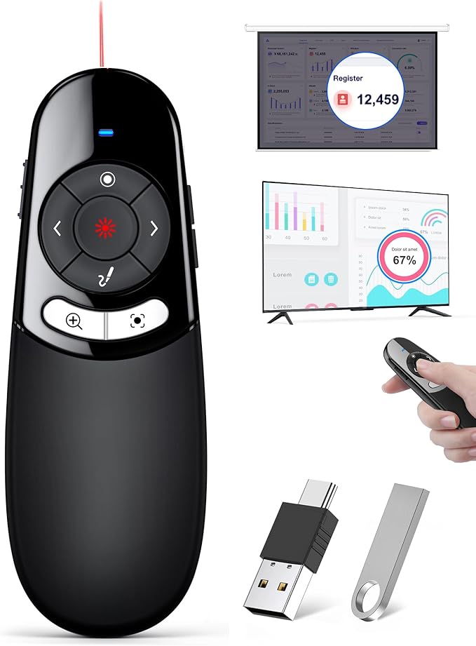 2IN1 Laser Pointer Digital Presentation Clicker on TV Screen w USB Flash Drive