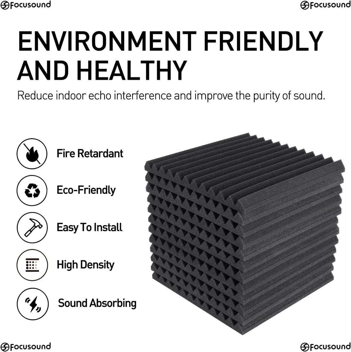 Focusound 50 Pack Acoustic Foam Panels 1" x 12" x 12" Sound Pr...
