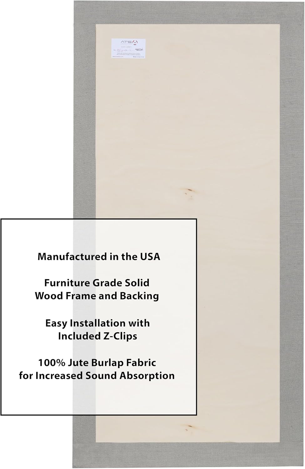 ATS Acoustic Panel 24x48x2 Inches, Beveled Edge (Fog)