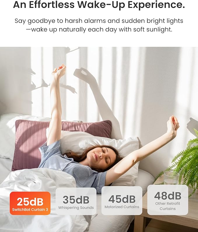 SwitchBot 2025 Automatic Curtain Opener 3 Rod, WiFi & App Control, Add Hu...