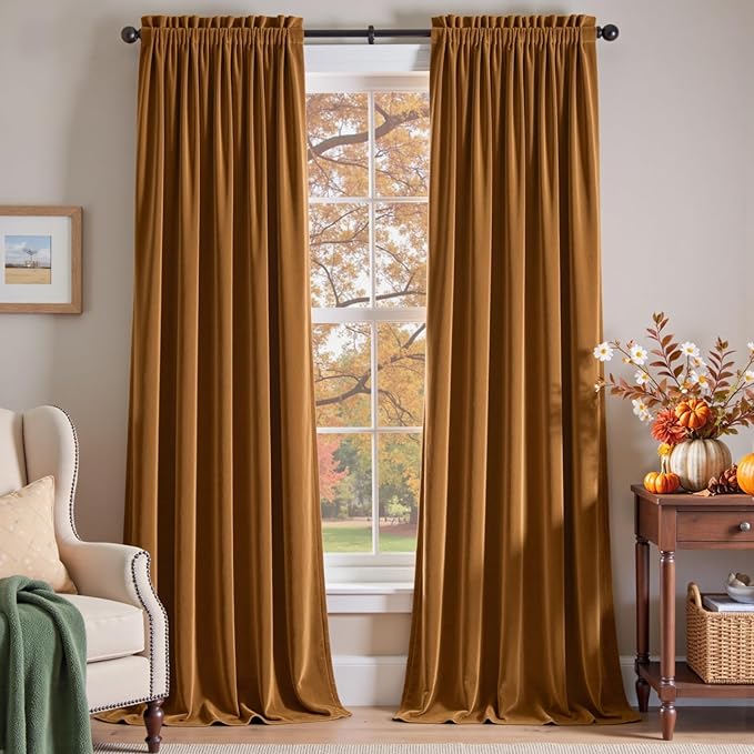Lazzzy Velvet Blackout Extra Long Curtains Thermal Insulated Room Window Drapes