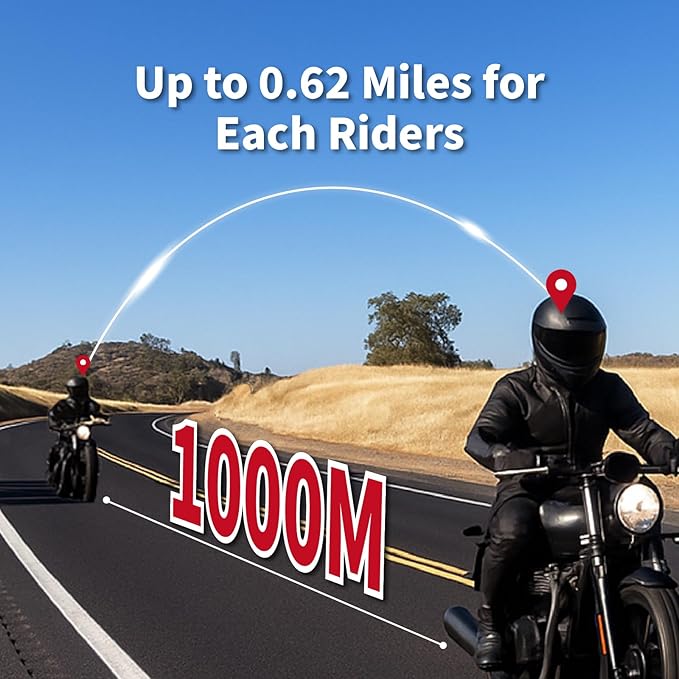 BIKECOMM Salut Motorcycle Helmet Speakers Intercom – 1000M Range Wireless